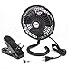 TN TONNY Clip-on Fan, AC 110V 6 Inch Adjustable Clip Table Fan with 2 Speeds Wind, Personal Cooling Fan with 6 Foot Cord and Plastic Safety Grill, Black