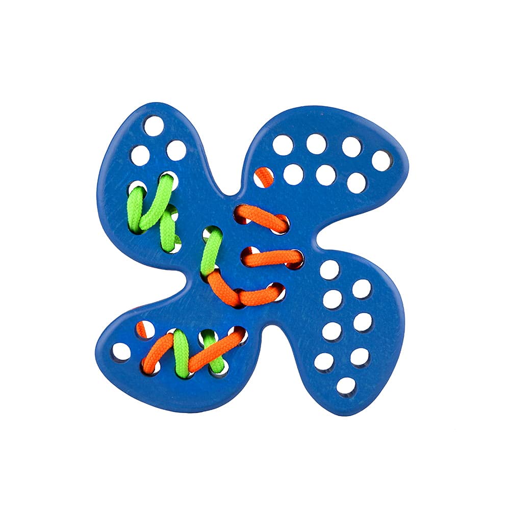 Lobito Toys Wooden Flower Patchwork Toy | Early Development & Activity Montessori Toys | Shapes and Colours for Learning Patterns | 12 Months | Motor Skills and Problem Solving (Blue)