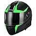 TRIANGLE Full Face Dual Visor Matte Black Street Bike Motorcycle Helmet (Large, Matte Green)