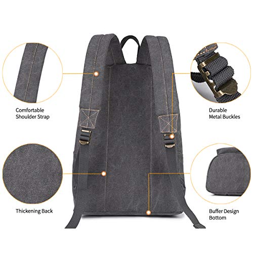 Canvas School Laptop Backpack, Durable Rucksack, Travel Notebook Bag, for Men Women (Gray)