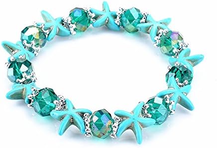 INSANEY Starfish or Turtle Charm Turquoise Stretch Anklet Bracelet