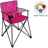 ciao baby - Portable High Chair with Rattle Teether Toy - Pink
