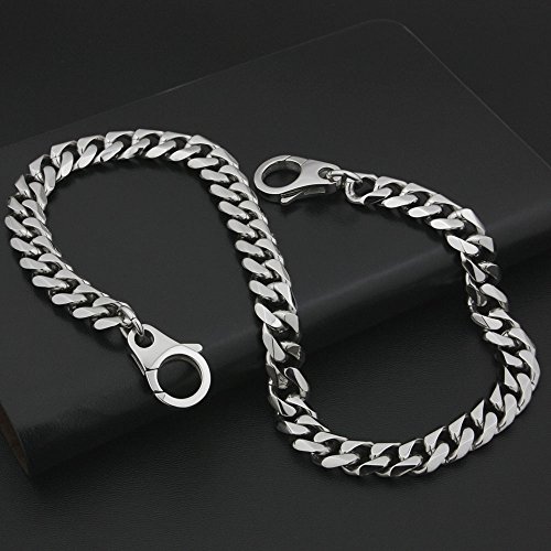 316L Stainless Steel Men's Wallet Chain - Biker Rocker Punk Style, Silver, 20 Inch - View #9