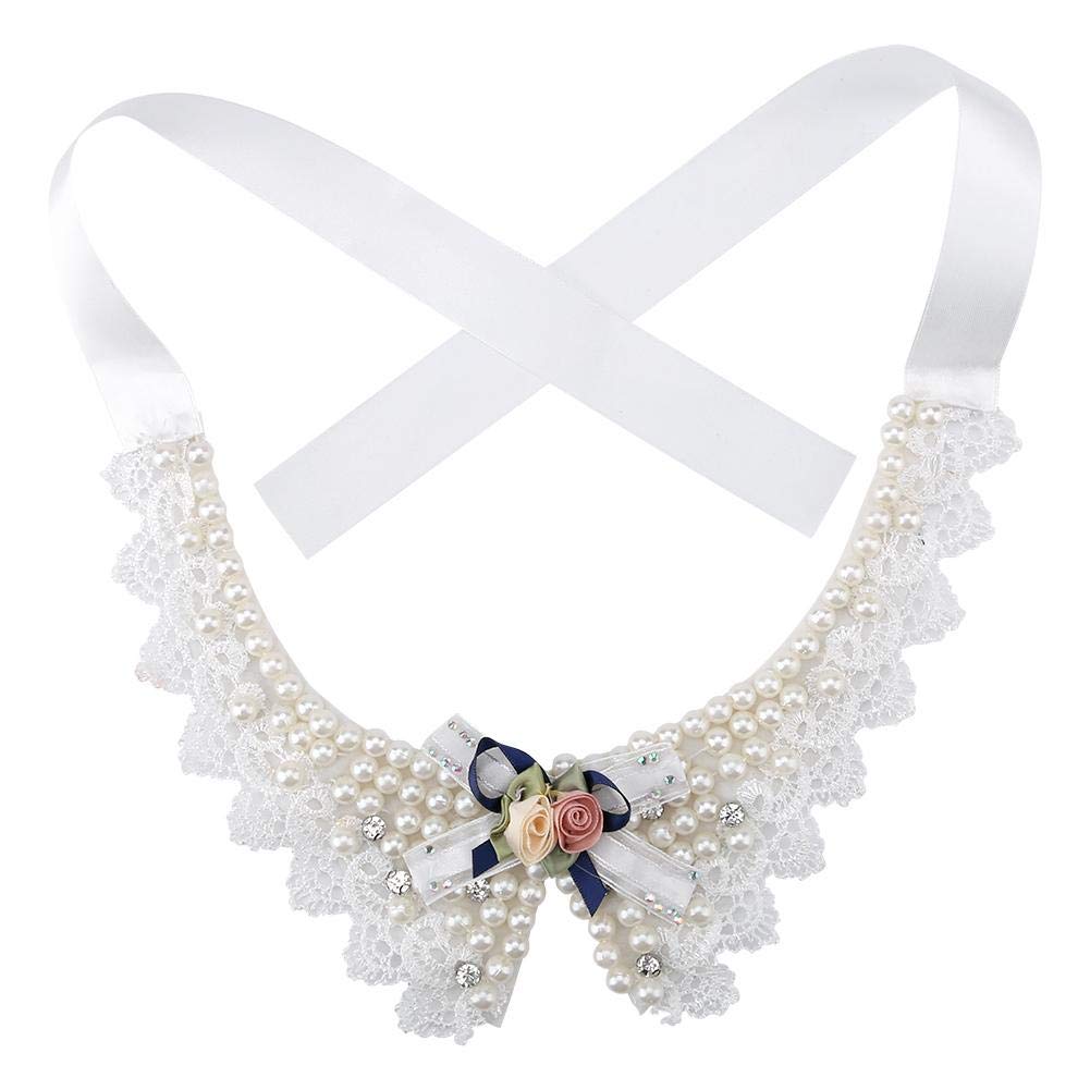 Adjustable Dog Bow Tie - Beautiful Pearl Flower Pet Bow Tie Necklace Pet Costume Collar Dogs Cats Puppy Tie Neck Tie for Small Medium Sized Dog Cats