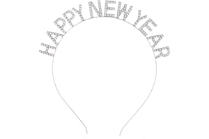 Mookiraer Happy New Year Headband Tiara,New Year Eve Women's Sparkly Rhinestone New Year Tiara Headband