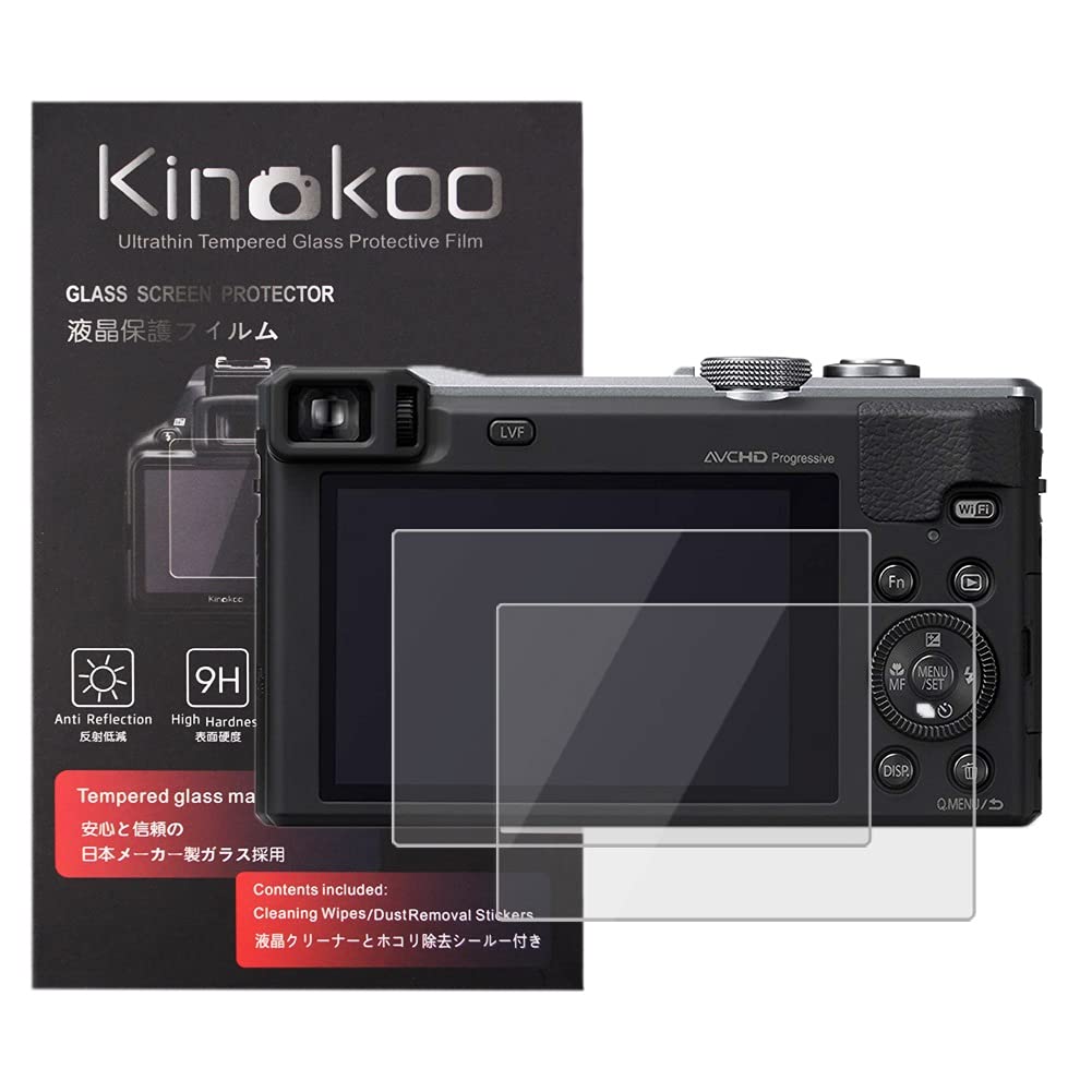 kinokoo Tempered Glass Film for Panasonic ZS40 TZ60 Crystal Clear Film Panasonic ZS40/TZ60 Screen Protector Bubble-free/Anti-scratch(2 pack)