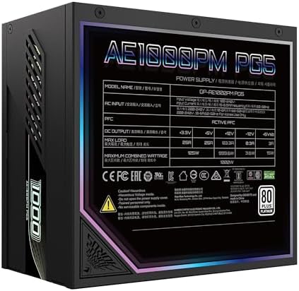 GIGABYTE GP-AE1000PM PG5 - PCIe5.1 Ready - ATX3.1-1000W 80 Plus Platinum Certified - Fuente de alimentación Totalmente Modular