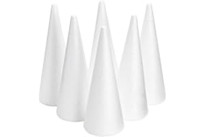 6 Pack Foam Cones for Crafts, DIY Art Projects, Handmade Gnomes, Trees, Holiday Decorations (3.8 x 9.5 in)