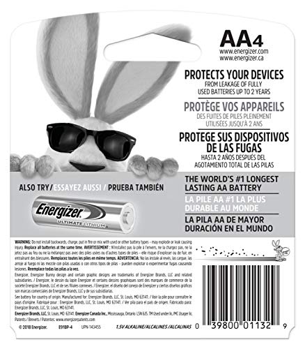 ENERGIZER AA BATTERIES, MAX DOUBLE AA BATTERY ALKALINE, 4 COUNT