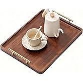 Tiiyee Bamboo Serving Tray with Handles, Bamboo Ottoman Tray Decorative Serving Platter Breakfast Bed Tray for Coffee Table Tea Snack Lunch Dinner Appetizers Patio Kitchen Living Room Bathroom