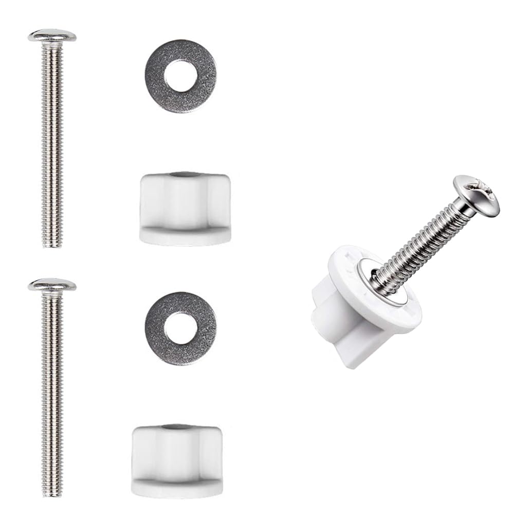 2 PCS Toilet Seat Hinge Screw Anti Slip Toilet Seat Screws Stainless Steel Toilet Seat Bolt Nut Rustproof Toilet Seat Fittings Kit for Toilet Covers Repairing Replacement