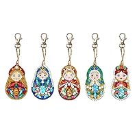 DIY Diamond Painting Keychain Kits, Initial Doll Full Drill Special Shaped, Art Crafts for Kids Adults Teens Beginners Elderly (5pcs)