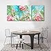 RUISHI Canvas Wall Art 3 Pieces Flamingo Boho Decor for Bedroom Animal Picture Palm Leaves Green Tropical Plant Prints Framed Posters Hanging Artwok Living Room Kids Rooms Decoration 16L x 12W