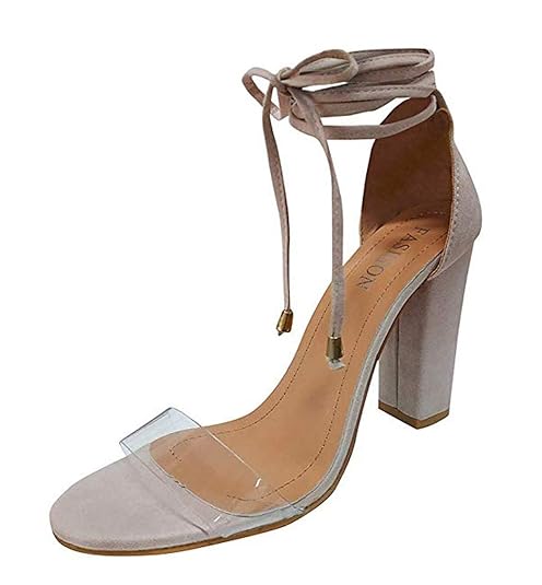 Minetom Sandalen Damen Riemchen Sandaletten High Heels 10 cm Party Blockabsatz Shoes Elegante Abendschuhe Übergröße Mode Schu