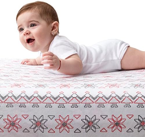 Baby Crib Sheet made of Soft Cotton with Waterproof Liner and Elastic Band 28"x52"x9" + Free eBook