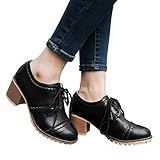 Susanny Classic Retro Pu Oxfords Brogue Shoes Women's Mid-heel Wingtip Lace Up Dress Shoes