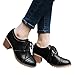 Susanny Classic Retro Pu Oxfords Brogue Shoes Women's Mid-heel Wingtip Lace Up Dress Shoes