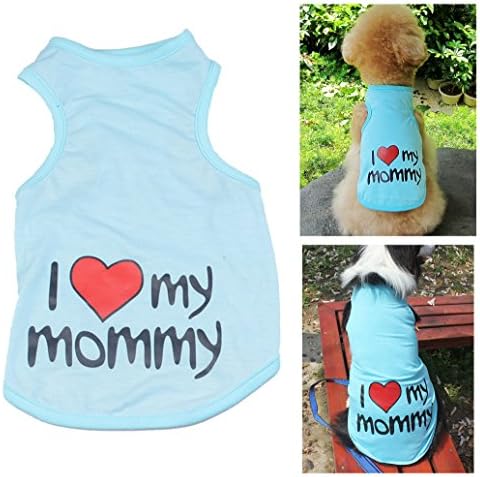 Rdc Pet I Love My Mommy Dog T Shirt, I Love My Daddy Dog Shirt, Dog Summer Clothes Dog Tank Top Vest from S to 9X-Large Small Dog, Medium Dog, Large Dog