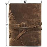 LEATHER JOURNAL Genuine Handmade Artisan Notebook Or Sketchbook With Unlined Cotton Paper For Men &amp; Women 7 X 5 Inches Perfect For Travel Diary And Art Makes A Great Gift for People Of All Ages