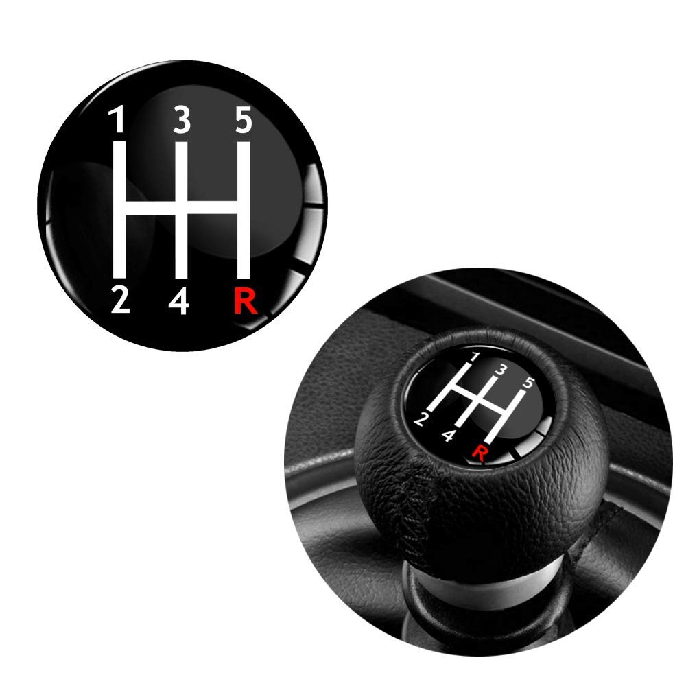 Biomar Labs® 1 x 3D Silicone Shift 5 Speed Gear Lever Knob Cover Sticker Decal Diameter 30mm Emblem Auto Tuning S 57