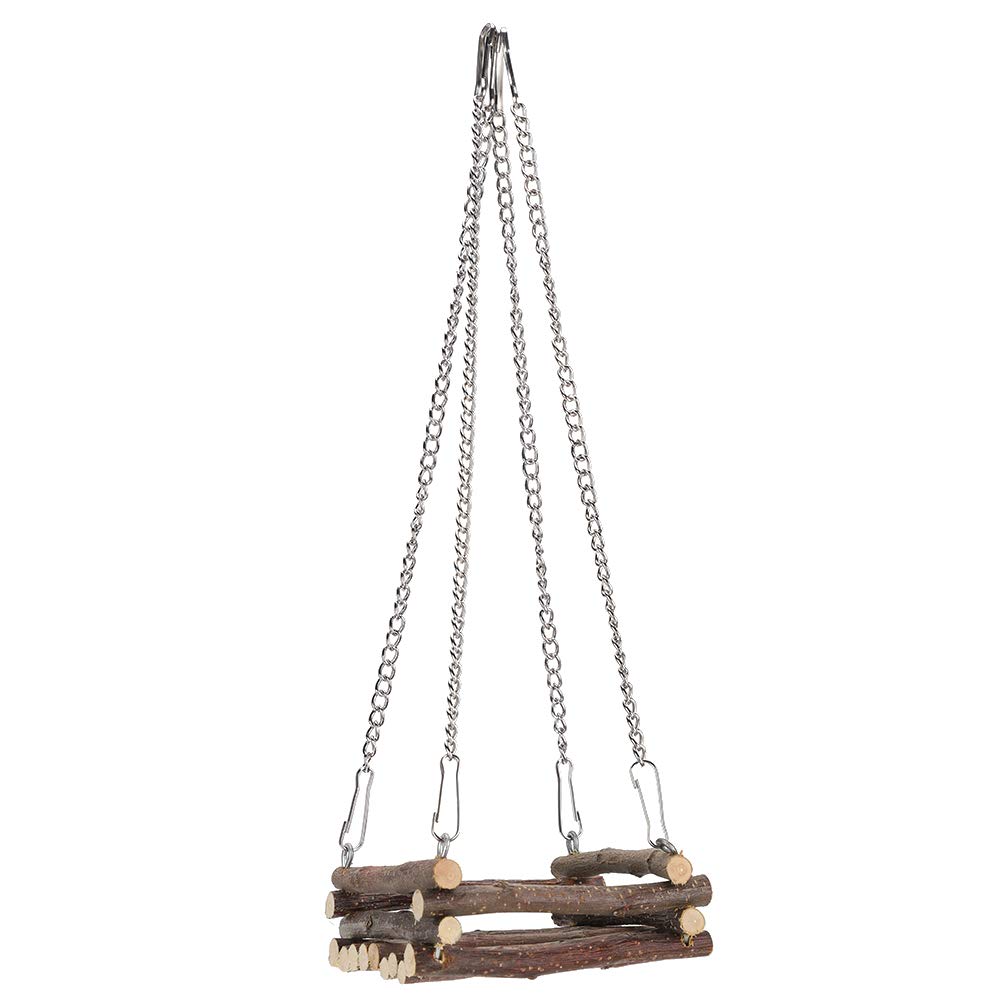 Fdit Wooden Small Animal Swing Hammock Hamster Hanging Swing Wooden Hamster Toys for Hamsters, Golden Bears, Honeybags