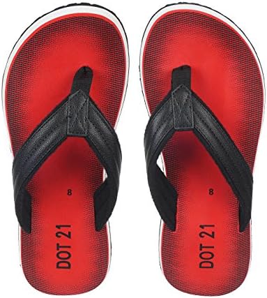 DOT21 Men's Textured Leisure Thong-Styled Slippers| Color - Red & Black | Anti-Slip & Casual Flip Flops