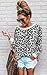 ECOWISH Women's Casual Leopard Print Pullover Long Sleeve Sweatshirts Top Blouse Gray XL