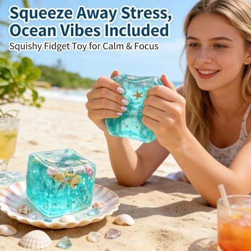 SLEEPHEAD®Ice Cube Fidget Toys - Sensory Toys with Real Sea Shells