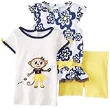 Watch Me Grow! by Sesame Street Baby Girls' 3 Piece Floral Short Set