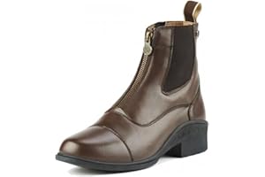 Ovation Women's Lightweight Stylish Equestrian Horse Riding Ankle Length Synthetic Vega Leather Quantum Zip Paddock Boots, Brown, Size 8