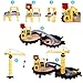 Wheel Track Station Mini Tower Crane Learning Education Zone Construction Site Playset with Diecast Truck Packed In a Tire Shape Travel Case Great for Indoor and Outdoor Activities