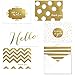 Gold Foil All Occasion Note Card Assortment Pack - Set of 24 cards - 6 designs, blank inside - with white envelopes