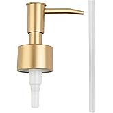 Lotion Soap Dispenser Bathroom Lotion Pump Dispenser Head with Metal Housing Strong Spring Design 28/400 Thread with Smooth Press Design for Cosmetics Skincare Products with 11cm Tube(Matte Gold)