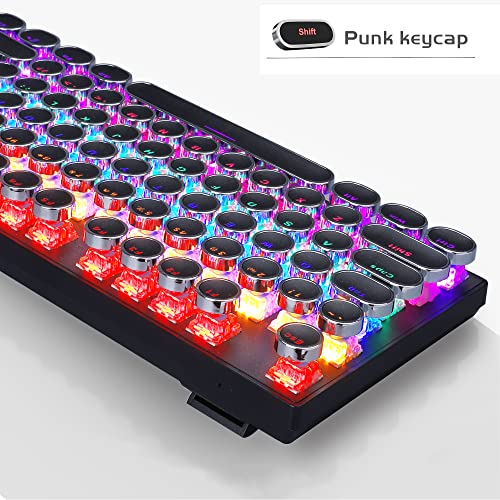 MageGee Typewriter Mechanical Gaming Keyboard, Retro Punk Round Keycaps
