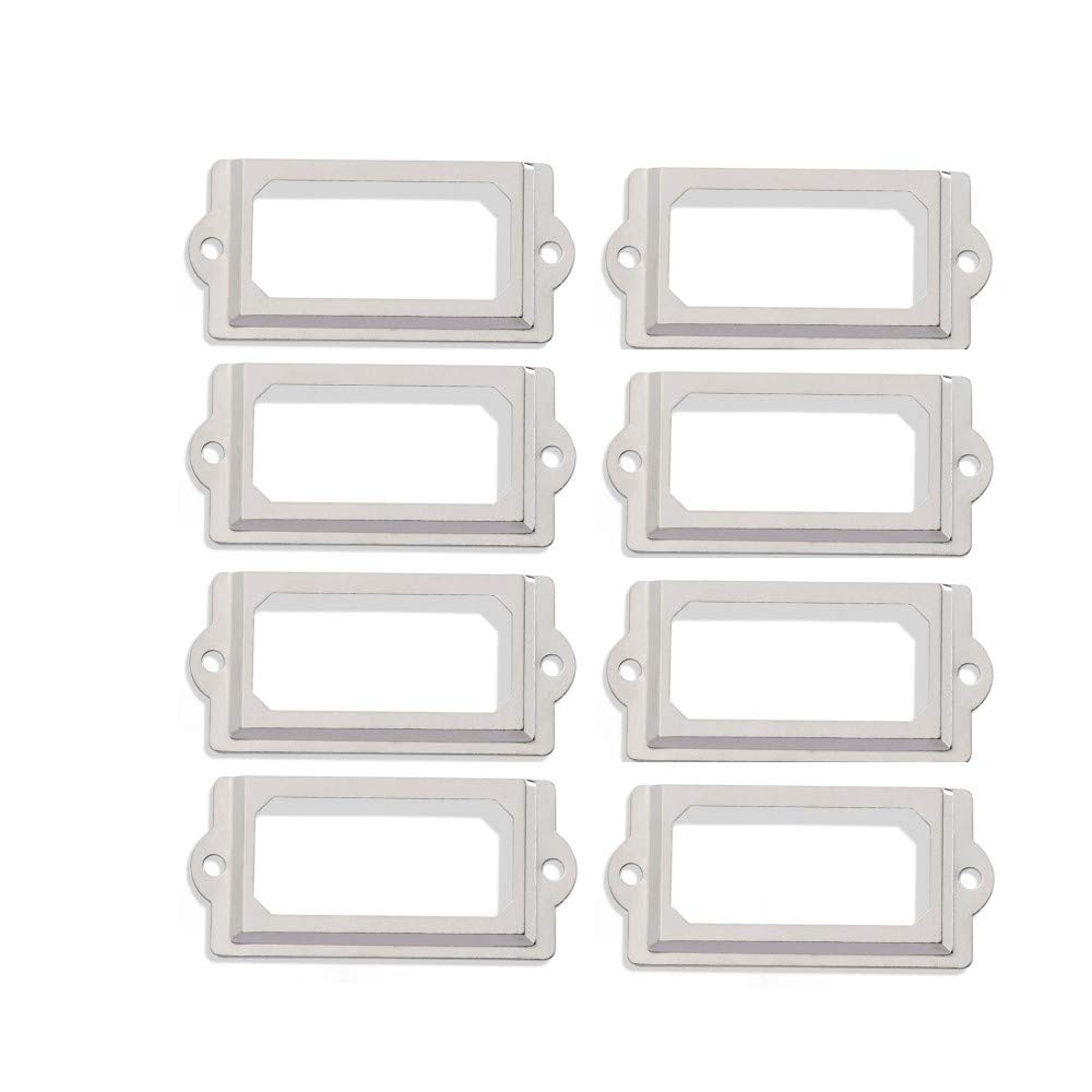 tooloflife Cabinet Frame Handle, 8PCS Drawer Name Card Metal Art Label Holder Card Holder Drawer Pull for File Case Library Drawer Medicine Cabinet(Silver)