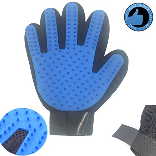 YYVIGO Pet Grooming Glove Deshedding Glove For Gentle Dogs Cats 1 Pack (Blue Right)
