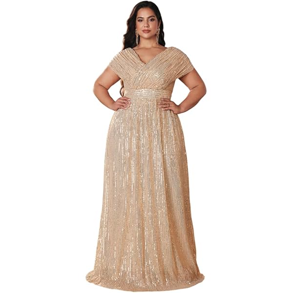 Amazon.com: MISSMAY Women's Plus Size Dress Sequin Lace Halter with Cape  Sleeves Evening Formal Maxi Dress Black : Clothing, Shoes & Jewelry