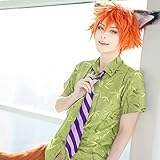 RightOn New-Arrival Cool Boy Men's Original Design Fox Nick Cosplay Costume Party Short Layered Wig With Free Wig Cap and Comb
