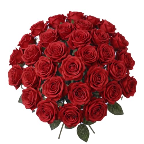 Bright Red Artificial Roses Bulk,50Pcs 4 Inch Large Fake Roses Faux Flowers at Amazon