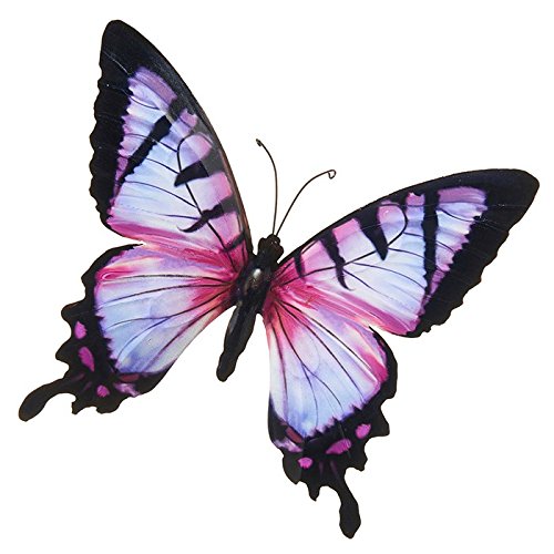 Willow & Avon Bright Pink Purple Single Butterfly Metal Wall Art Plaque 31cm x 35cm