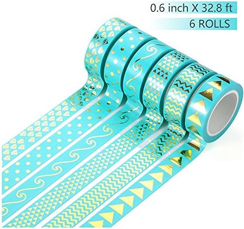 Hot Bear Crafts Tape Multicolor Creative DIY Gift Decoration 0.6 Inch, 32.8Ft, 6ROLLS, BLUE