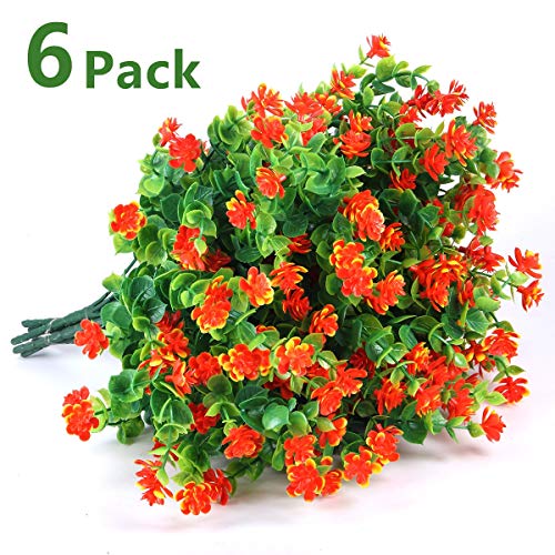 THE BLOOM TIMES Pack of 6 Artificial Flowers Outdoor UV Resistant