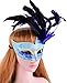 Coxeer Masquerade Mask Venetian Halloween Costume Mask with Feather