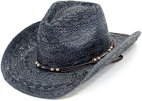 Vamuss Straw Cowboy Hat W/Vegan Leather Band & Beads  display picture 1