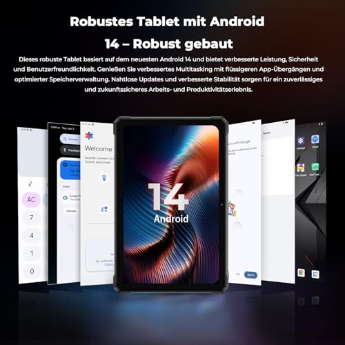 HOTWAV R9 Plus Outdoor Tablet Android 14, 11 Inch 2K FHD+ Construction Site Tablets, Octa-Core 24GB+512GB+2TB TF Tablet Waterproof, 20080mAh 20W Fast Charge, 64MP+16MP/IP68/IP69K/Dual SIM 4G/5G WiFi/GPS/OTG