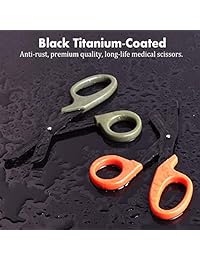 bontime EMT tijeras   Calidad Premium Trauma Tijeras, tijeras de acero inoxidable tijeras para vendaje para médicos, primeros auxilios, ER, enfermera, doctor, 7 Inch (paquete de 2, Naranja y verde militar)