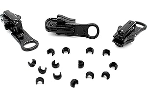 ZIPPERSTOP DISTRIBUTOR YKK YKK Zipper Repair Kit Solution, YKK #5 Molded Reversible Fancy Pulls Vislon Slider Made in USA - 3 Pulls Per Pack (Black)