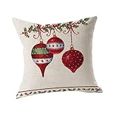 Challyhope Christmas Cotton Linen Xmas Tree Socks Print Pillow Case Throw Cushion Cover Pillowslip Home Decor (18
