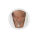 YienDoo Gothic Star Necklace Choker Vintage Silver