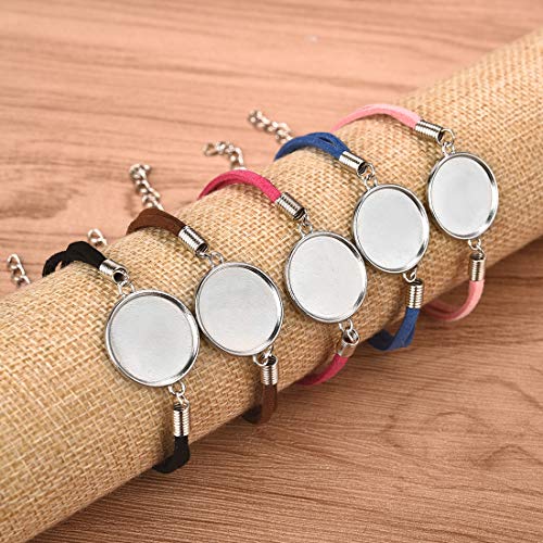 DROLE 40Pcs Bracelet Bezel Settings for Jewelry Making-20Pcs 20mm Silver Color Jewelry Bezel Base Ro - //coolthings.us